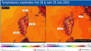 Températures attendues en surface - Modèle SWISS HD - Source: Meteologix.com – Illustration: Kitempu