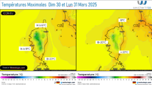 Evolution des températures - Modèle ECMWF Source: Meteologix.com – Illustration: Kitempu