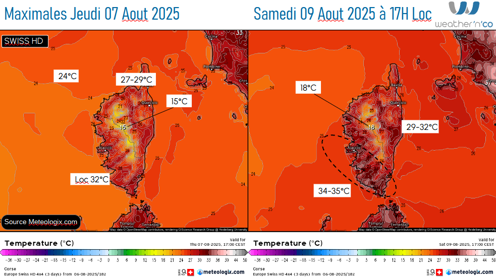 Modèle Swiss HD et ICON EU Source: Meteologix.com – Illustration: Kitempu