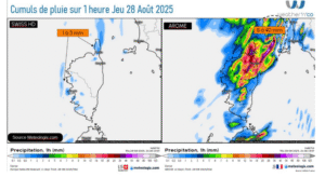 Modèle Swiss HD et AROME Source: Meteologix.com – Illustration: Kitempu