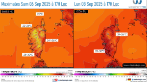 Modèle SwissHD et ICON EU Source: Meteologix.com – Illustration: Kitempu