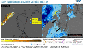 Observation Radar et Pluie Source: Meteologix.com – Illustration: Kitempu