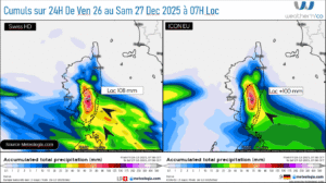 Prévision des cumuls de pluie Source: Meteologix.com – Illustration: Kitempu
