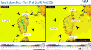 Prévision des tempértaures - Source: Meteologix.com - Illustration: Kitempu