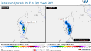 Prévision des cumuls de pluie - Source: Meteologix.com - Illustration: Kitempu